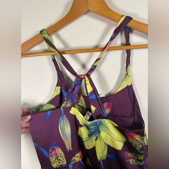 NWT Banana Republic Purple Floral Print Dress, Size 8 Tropical - Picture 4 of 9